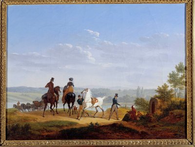 Paisaje con figuras y jinetes de Jacques Francois Joseph Swebach