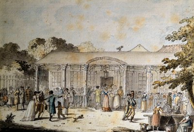 Vista del Café Goddet (o Godet), Boulevard du Temple, en la época del Consulado de Jacques Francois Joseph Swebach
