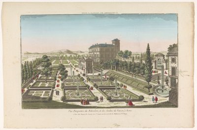 Vista de los Giardini Vaticani en Ciudad del Vaticano Le Belvedere du Vatican a Rome (título sobre el objeto) de Jacques Gabriel Huquier
