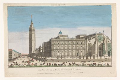 Vista de la Catedral de Sevilla Gde. rue de Sevilla (título sobre objeto) de Jacques Gabriel Huquier