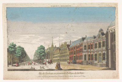 Vista del Lange Voorhout en La Haya Promenade publique (título sobre objeto) de Jacques Gabriel Huquier