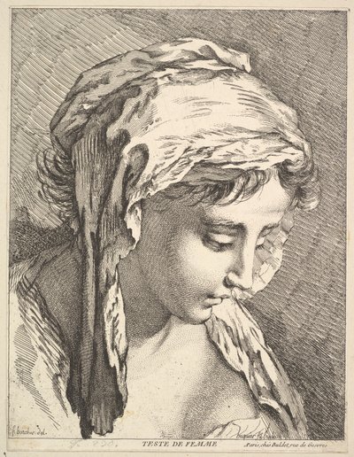 Cabeza de una mujer, mediados a finales del siglo XVIII de Jacques Gabriel Huquier