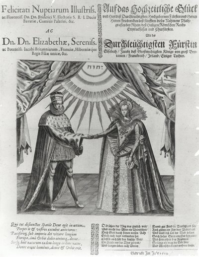Un panfleto sobre la boda de Federico V, Elector Palatino, y la Princesa Isabel de Inglaterra, 1613 de Jacques Granthomme
