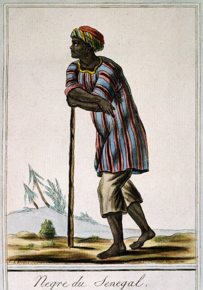 Negro de Senega, grabado en color de la Encyclopedie des Voyages, de Jacques Grasset de Saint-Sauveur de Jacques Grasset de Saint Sauveur
