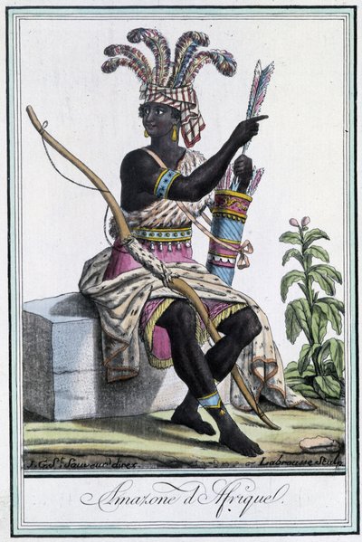 Amazonas de África - en "Enciclopedia de Viajes" por Grasset St Sauveur, ed. 1796 de Jacques Grasset de Saint Sauveur