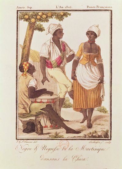 Hombre y mujer negros de Martinica bailando 