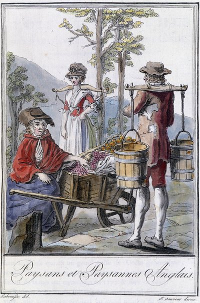 Campesinos ingleses - en "Encyclopedia of Travels" de Grasset St Sauveur, ed. 1796 de Jacques Grasset de Saint Sauveur