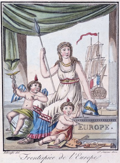 Frontispicio de Europa - en "Enciclopedia de Viajes" por Grasset St Sauveur, ed. 1796 de Jacques Grasset de Saint Sauveur