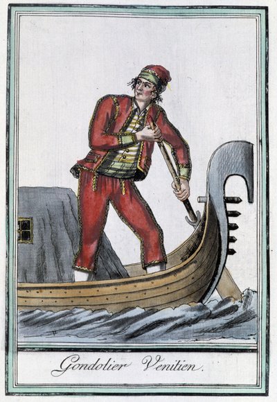 Gondolero en Venecia - en "Encyclopédie des voyages" de Grasset Saint Sauveur, ed. París 1796 de Jacques Grasset de Saint Sauveur
