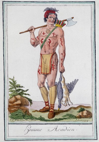 Hombre acadio - en "Enciclopedia de Viajes" por Grasset St Sauveur, ed. 1796 de Jacques Grasset de Saint Sauveur