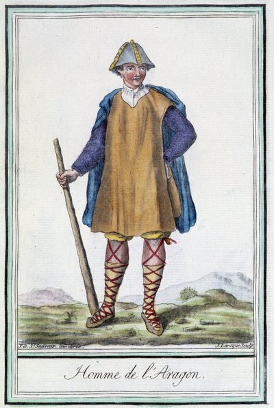 Hombre de Aragón (España) - en “Encyclopedia of Travels” de Grasset St Sauveur, ed. 1796 de Jacques Grasset de Saint Sauveur