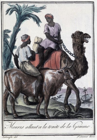 Mouros yendo al Tratado de la Goma - en Encyclopedia of Voyages por Grasset St Sauveur, ed. 1796 de Jacques Grasset de Saint Sauveur
