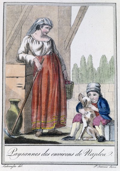 Campesina de los alrededores de Nápoles - en "Enciclopedia de Viajes" por Grasset St Sauveur, París de Jacques Grasset de Saint Sauveur