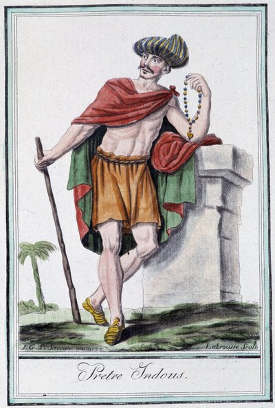 Sacerdote hindú - en "Enciclopedia de Viajes" por Grasset Saint Sauveur, ed. París 1796 de Jacques Grasset de Saint Sauveur