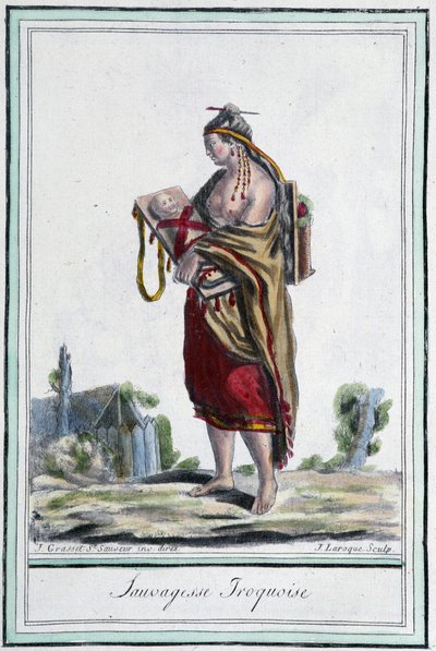 Mujer iroquesa - en "Enciclopedia de Viajes" por Grasset St Sauveur, París de Jacques Grasset de Saint Sauveur
