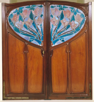 Puerta doble, diseñada por Jacques Gruber (1870-1936) Emile Andre (1880-1941) y Eugene Vallin (1856-1922) para Vaxelaire et Cie. de Jacques Gruber