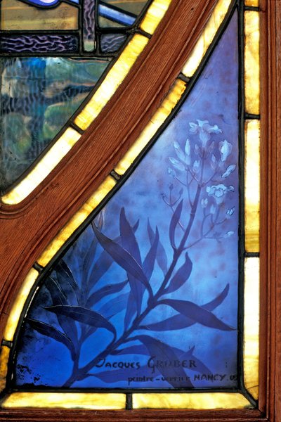 Nancy (departamento 54), Art Nouveau, Cámara de Comercio e Industria, vitrales de Jacques Gruber (1870-1936) - Firma de Jacques Gruber
