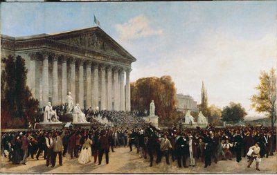 Palacio Borbón, sede del Cuerpo Legislativo, tras la última sesión ... (pintura sobre lienzo) de Jacques Guiaud
