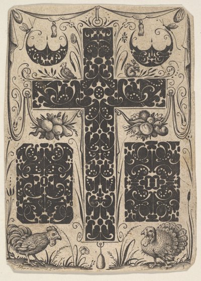 Cruz latina con pájaros y motivos menores de Jacques Hurtu
