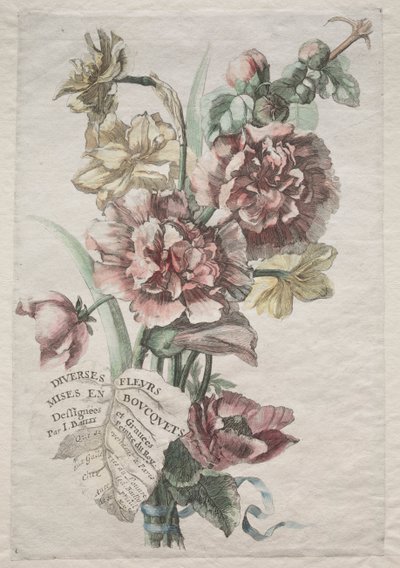 Diversas flores en ramos: No. 1 - Malvarrosas y narcisos, c. 1670 de Jacques I Bailly