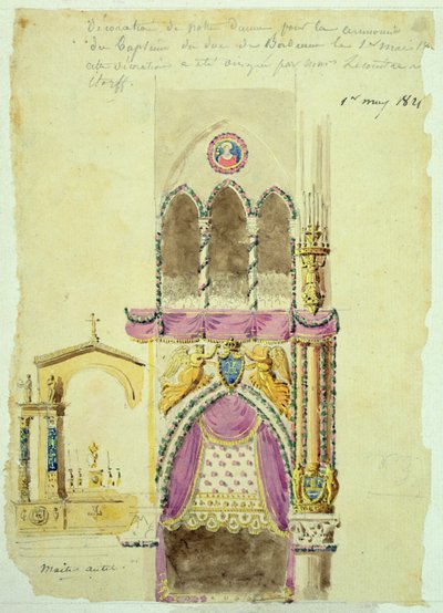 Proyecto para la Decoración de Notre Dame para el Bautismo del Duque de Burdeos de Jacques Ignace Hittorff