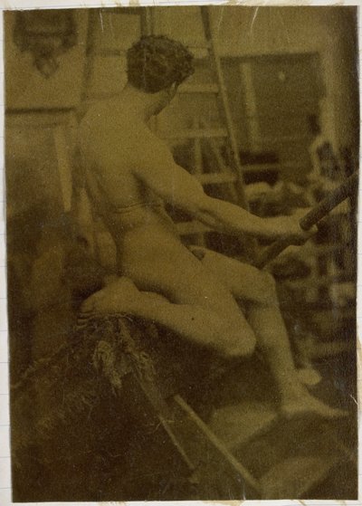 Estudio de un modelo de desnudo masculino, visto de espaldas, en el estudio de Jacques de Lalaing de Jacques Lalaing (attributed to)