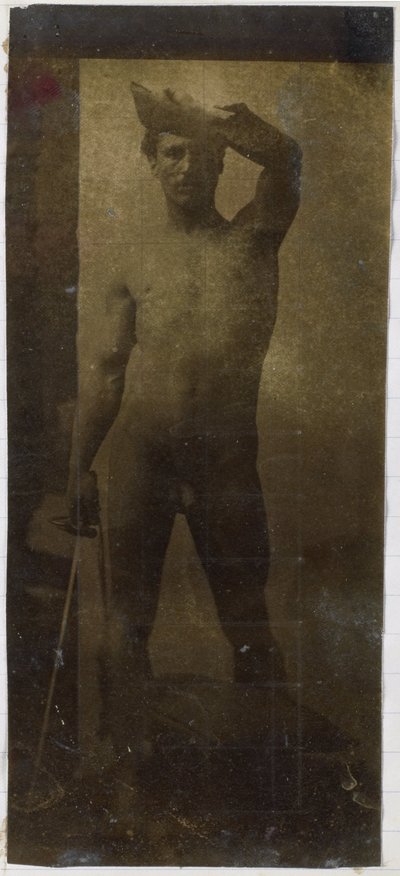 Estudio de un modelo de desnudo masculino, de pie y visto de frente, en el estudio de Jacques de Lalaing de Jacques Lalaing (attributed to)
