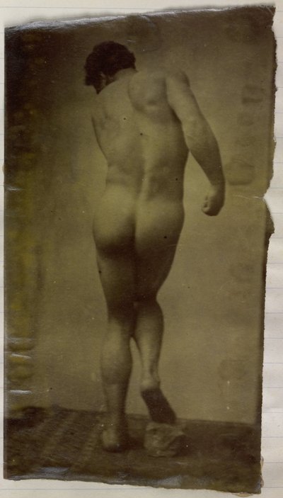 Estudio de un modelo de desnudo masculino, de pie y visto de espaldas, en el estudio de Jacques de Lalaing de Jacques Lalaing (attributed to)