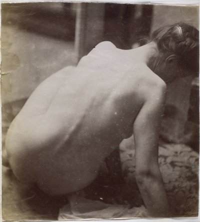 Estudio de un modelo desnudo femenino, visto de espaldas, en el estudio de Jacques de Lalaing, estudio preliminar para elemento para una fuente en el Musee des Beaux arts, Tournai y para una fuente circular de Jacques Lalaing (attributed to)