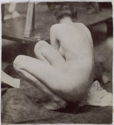 Estudio de un modelo desnudo femenino, visto de espaldas, en el estudio de Jacques de Lalaing, estudio preliminar para elemento para una fuente en el Musee des Beaux arts, Tournai y para una fuente circular de Jacques Lalaing (attributed to)