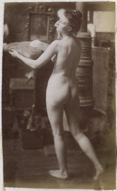 Estudio de un modelo de desnudo femenino, visto oblicuamente desde atrás, en el estudio de Jacques de Lalaing de Jacques Lalaing (attributed to)