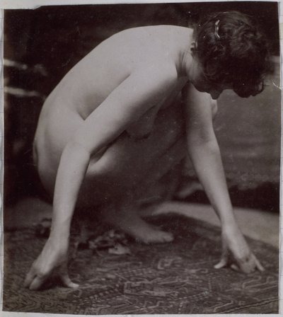 Estudio de un modelo de desnudo femenino, visto de lado, en el estudio de Jacques de Lalaing, estudio preliminar para elemento de fuente en Musee des Beaux arts, Tournai y para fuente circular de Jacques Lalaing (attributed to)