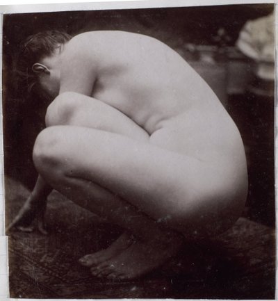 Estudio de un modelo de desnudo femenino, visto de lado, en el estudio de Jacques de Lalaing, estudio preliminar para elemento de fuente en Musee des Beaux arts, Tournai y para fuente circular de Jacques Lalaing (attributed to)