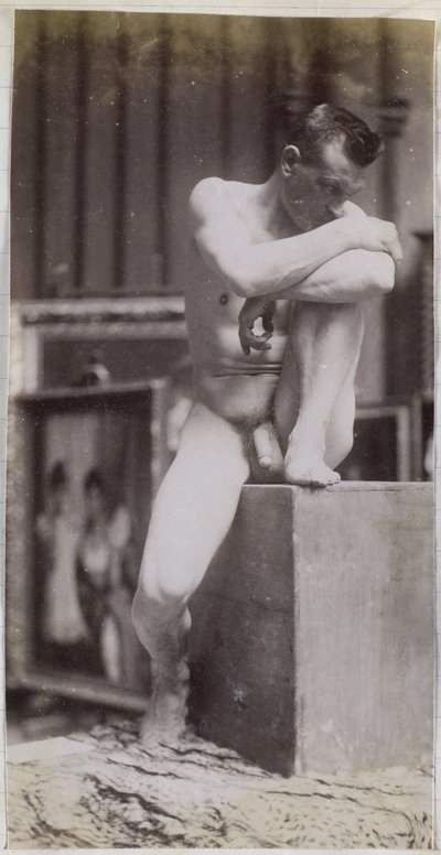 Estudio de un modelo de desnudo masculino sentado en el estudio de Jacques de Lalaing de Jacques Lalaing (attributed to)