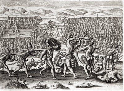 Outina derrota a Patanou con la ayuda de los franceses, Florida, 1564, de 