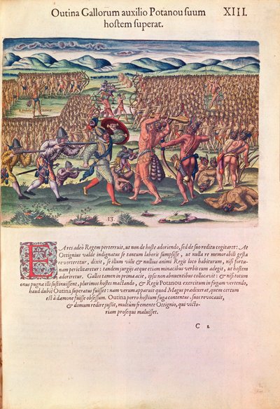 Los Franceses Ayudan a los Indios en la Batalla, de 