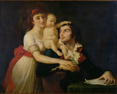 Camille Desmoulins (1760-94), su esposa Lucile (1771-94) y su hijo Horace-Camille (1792-1825) c.1792 de Jacques Louis (workshop of) David