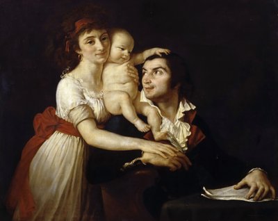 Camille Desmoulins con su esposa Lucile y su hijo de Jacques Louis David