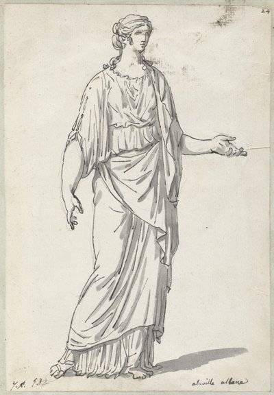 Escultura Clásica de una Mujer con un Brazo Extendido de Jacques Louis David