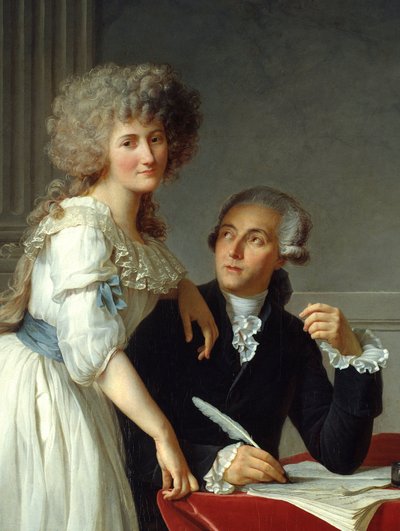 (detalle) Antoine Laurent Lavoisier (1743-1794) con Madame Lavoisier. Pintura de Jacques Louis David (1748-1825) de Jacques Louis David