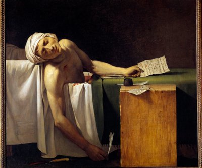 Jean Paul Marat asesinado en su bañera el 13/07/1793 de Jacques Louis David
