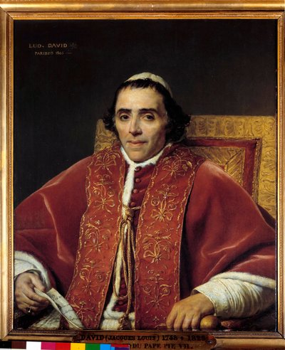 Retrato de medio cuerpo del Papa Pío VII (Gregoire Chiaramonti), Papa en 1800 (1742-1823) de Jacques Louis David