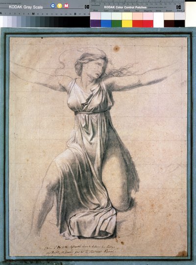 Hersilia (Hersilie)"": representación de una de las sabinas interponiéndose entre Rómulo y Tacio, rey de las sabinas. Estudio para la pintura ""Les sabines"" Dibujo de Jacques Louis David (1748-1825) 1795-1798 Moscú. Museo Pushkin de Bellas Artes de Jacques Louis David