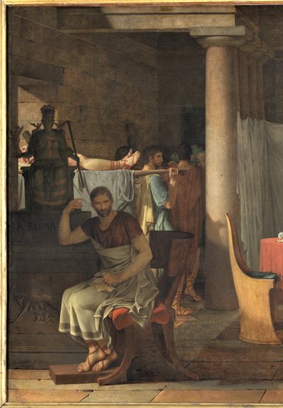 Lictores llevando a Bruto los cuerpos de sus hijos, 1789 de Jacques Louis David