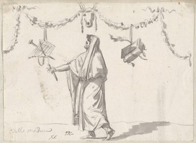 Ornamento con un Hombre Barbudo en Vestimenta Antigua de Jacques Louis David