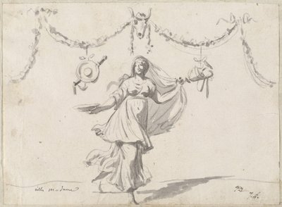 Ornamento con una Mujer en Vestido Antiguo de Jacques Louis David