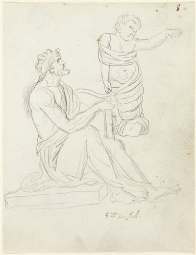 Hombre Sentado y Bebé Envueltos de Jacques Louis David