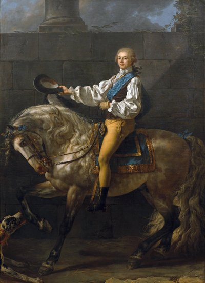 Stanislaw Kostka Potocki (noble, político, escritor, publicista, coleccionista y mecenas polaco) - Retrato ecuestre de Stanislaw Kostka Potocki (1755-1821) - Pintura de Jacques Louis David (1748-1825) - 1781 - Óleo sobre lienzo - 304x218 cm - Willano de Jacques Louis David
