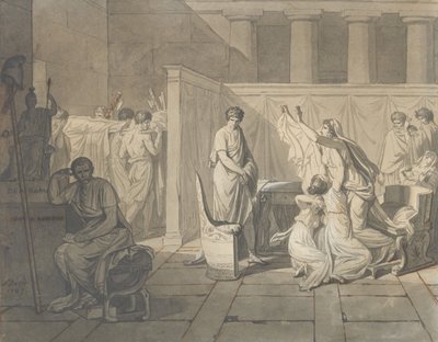 Estudio para Los lictores llevando a Bruto los cuerpos de sus hijos, 1787 de Jacques Louis David