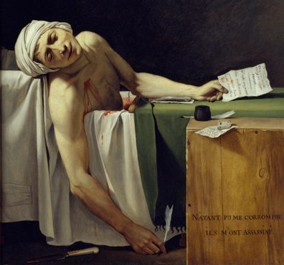 La muerte de Marat (detalle) de Jacques Louis David